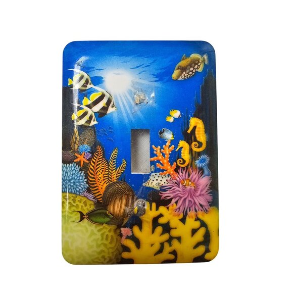 Underwater Life Single Light Switch Cover Plate Ocean Coral Reef Design - Picture 1 of 6
